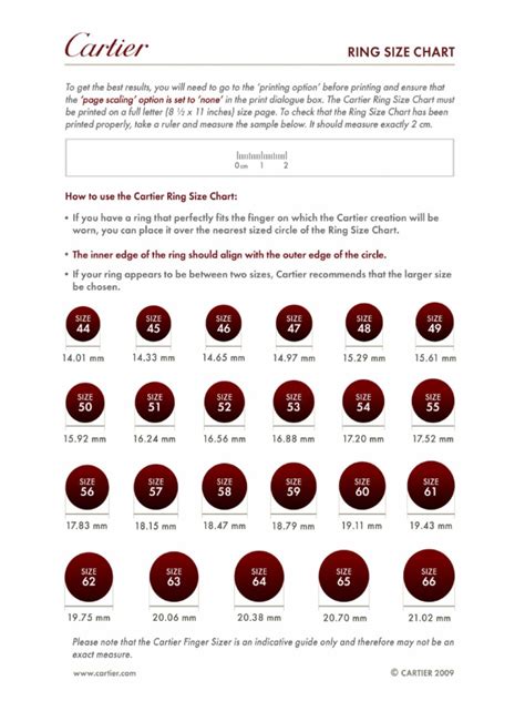 cartier ring sizes chart|cartier size 17 in inches.